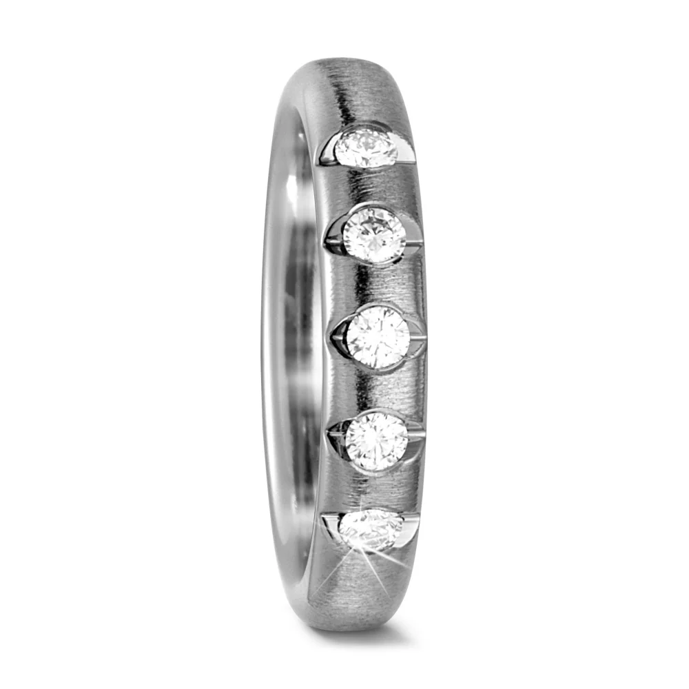 Anello del partner Titanio Diamante 0.25 ct, 5 pietra, w-si