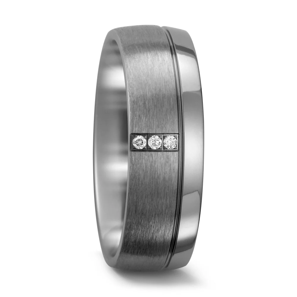 Anello del partner Titanio Diamante bianco, 0.03 ct, 3 pietra, w-si
