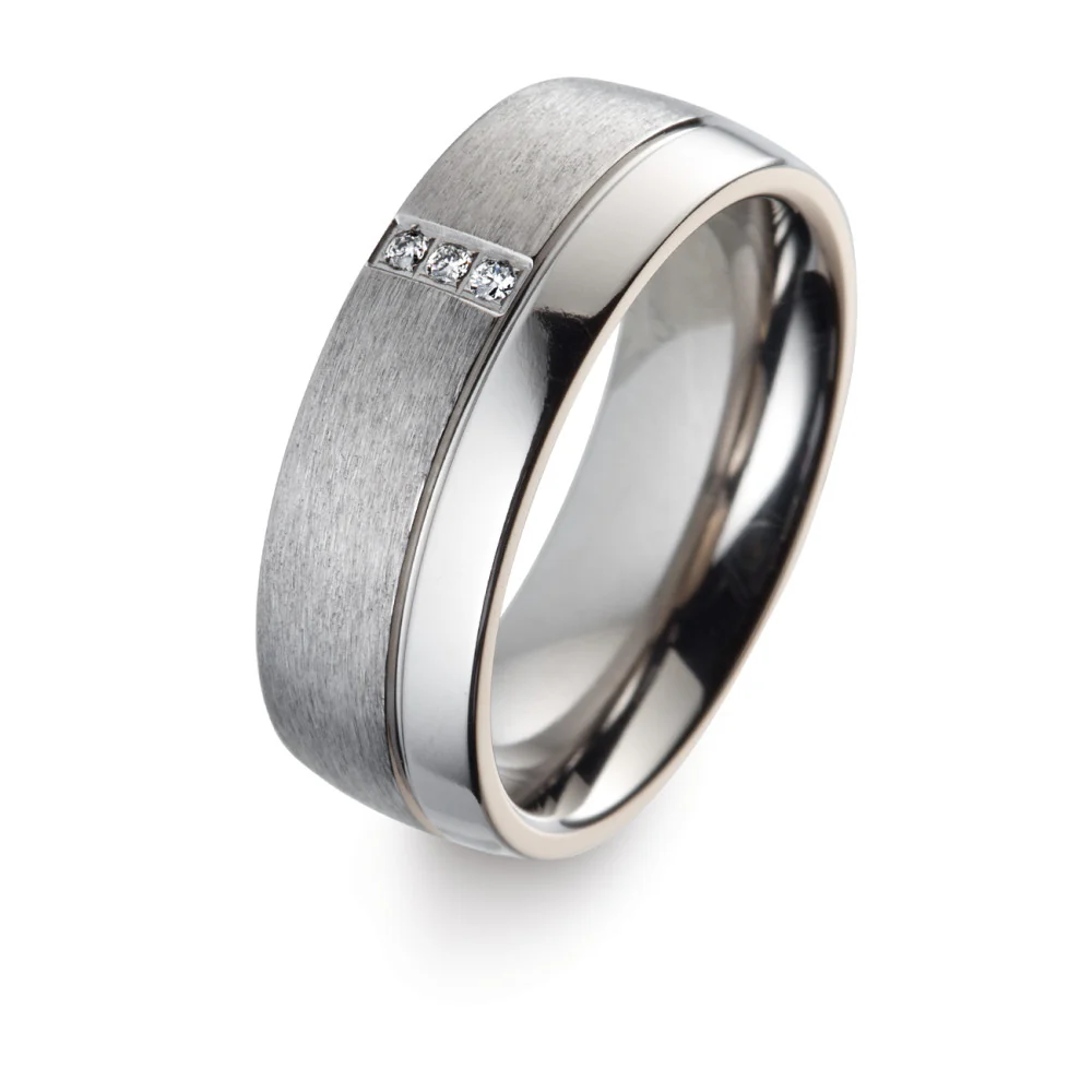 Anello del partner Titanio Diamante bianco, 0.03 ct, 3 pietra, w-si - Image 5