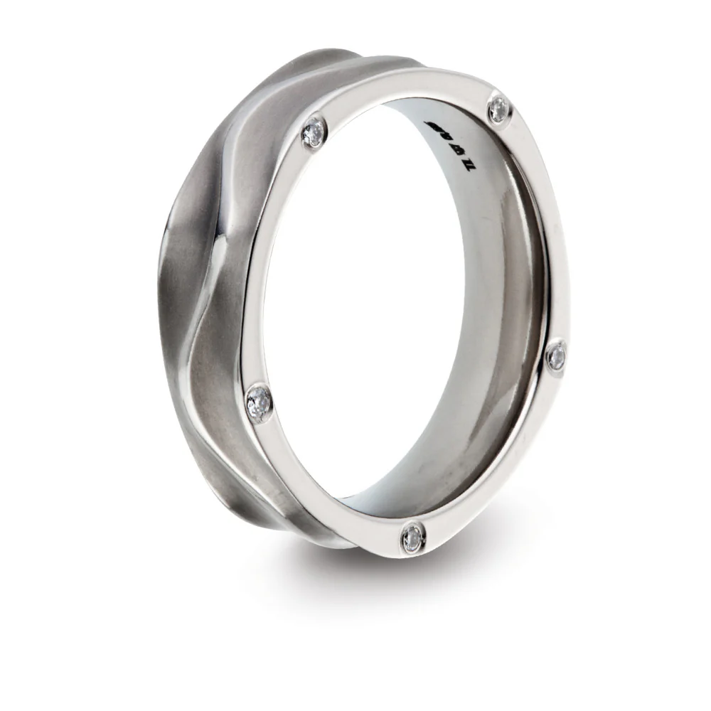 Anello del partner Titanio Diamante bianco, 0.05 ct, 5 pietra, w-si - Image 3