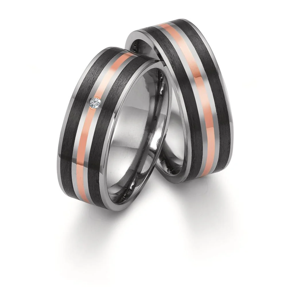 Anello del partner Titanio, Oro rosso 750/18 carati, Carbonio - Image 3