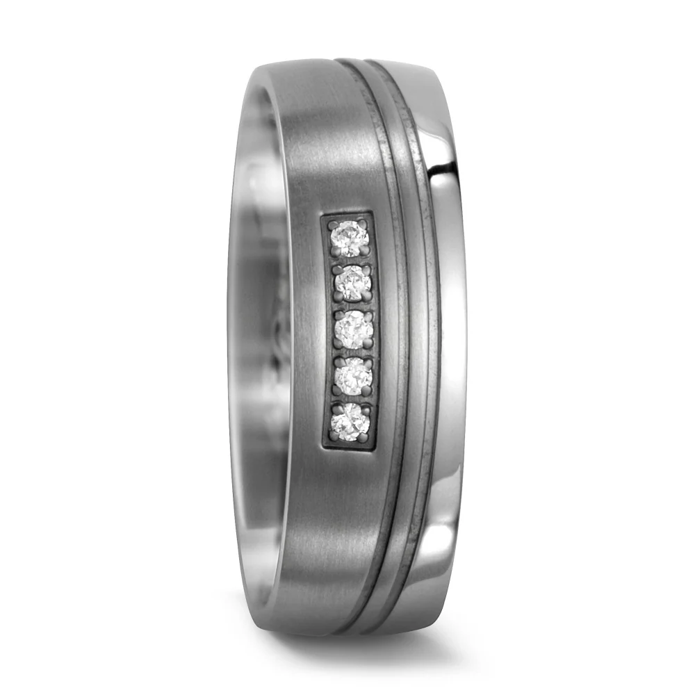 Anello del partner Titanio Zirconia 5 pietra