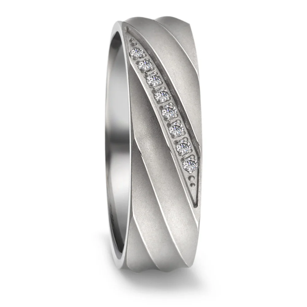 Anello del partner Titanio Zirconia 8 pietra