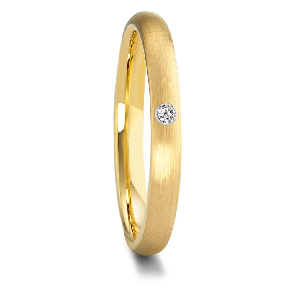 Anello del partner Tungsteno Zirconia giallo rivestimento IP