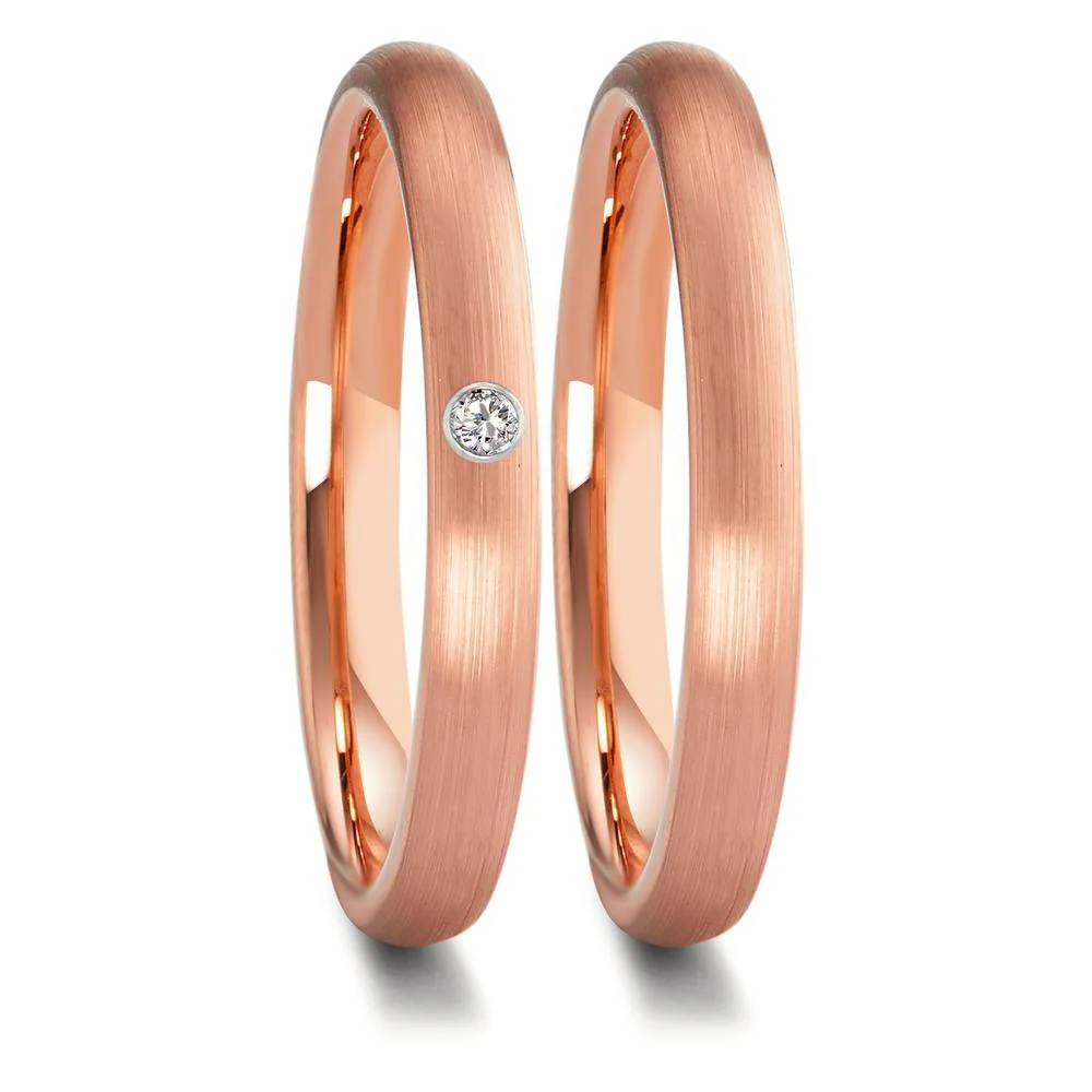 Anello del partner Tungsteno Zirconia rosa rivestimento IP - Image 2