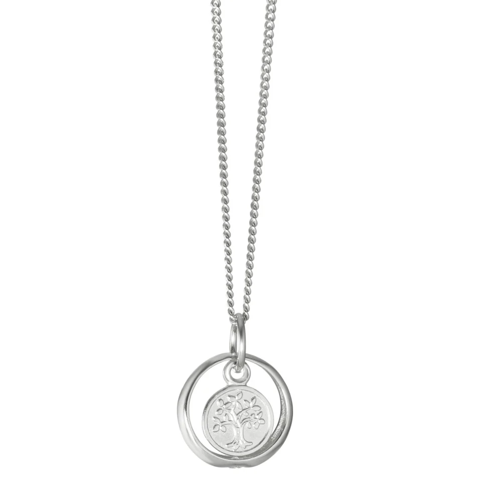 Anello di battesimo Oro bianco 750/18 carati Diamante 0.03 ct, w-pi1 Albero della vita Ø10.5 mm - Image 2
