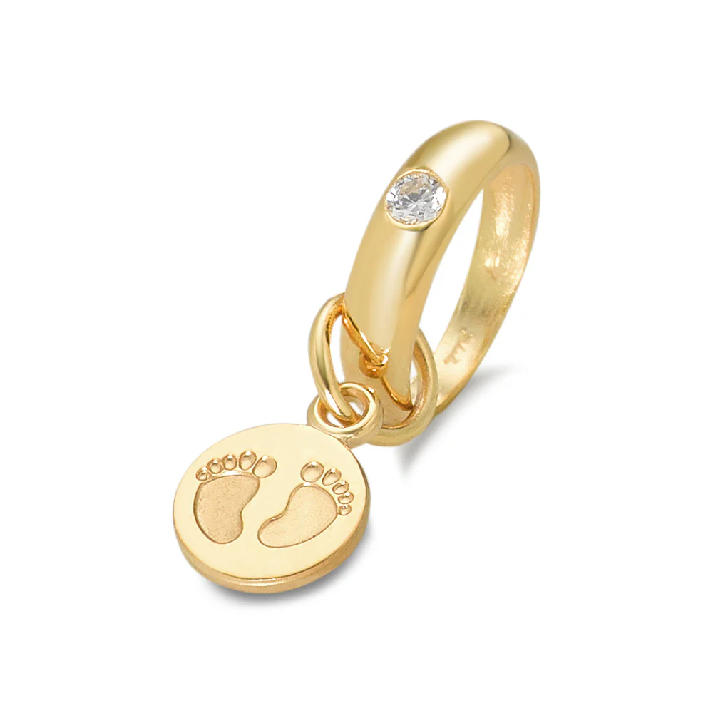 Anello di battesimo Oro giallo 375/9K Zirconia Piedi Ø10 mm