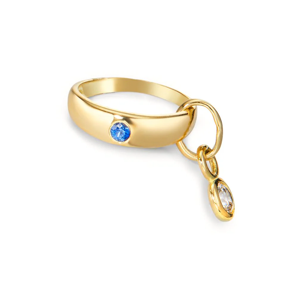 Anello di battesimo Oro giallo 750/18 carati Zaffiro 2 pietra Ø11 mm - Image 2