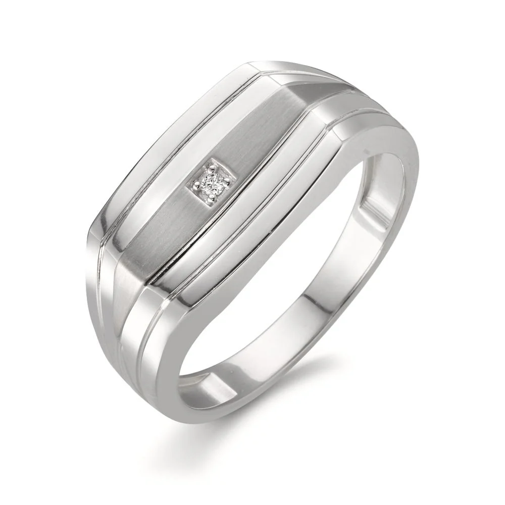Anello Oro bianco 375/9K Diamante 0.01 ct, w-si