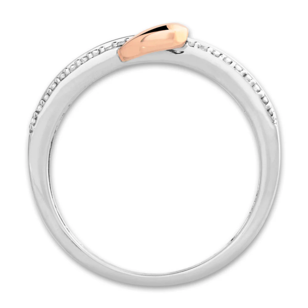Anello Oro bianco 375/9K, Oro rosso 375/9K Diamante 0.08 ct, w-si - Image 3