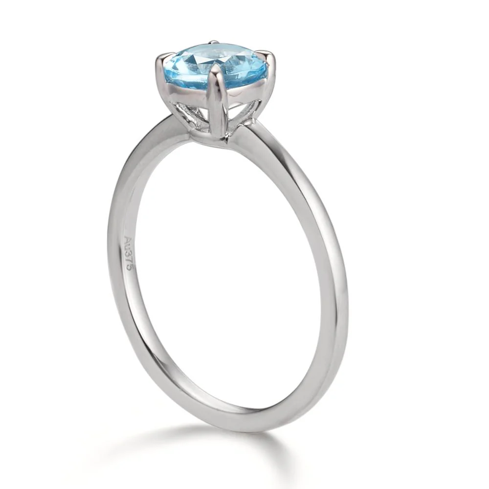 Anello Oro bianco 375/9K Topazio blu Ø6 mm - Image 3