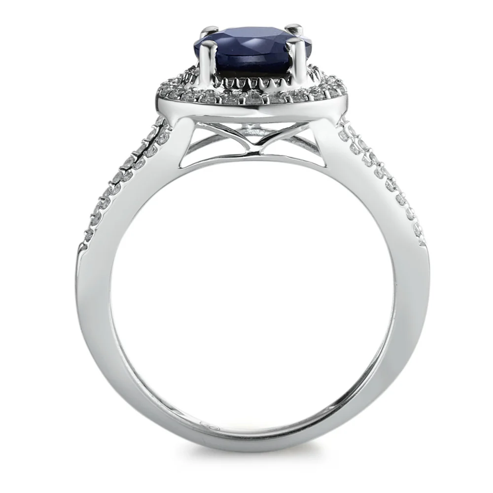Anello Oro bianco 375/9K Zaffiro blu, 1.76 ct, [rund], AAA, Diamante bianco, 0.23 ct, 12 pietra, w-pi3 - Image 3