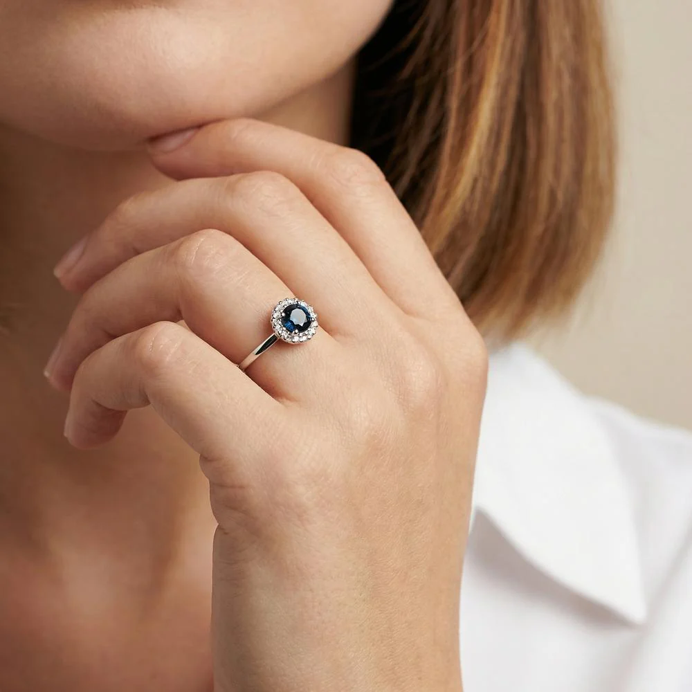 Anello Oro bianco 375/9K Zaffiro Ø6.5 mm - Image 4