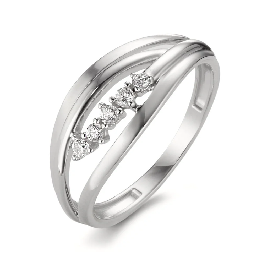 Anello Oro bianco 375/9K Zirconia 5 pietra