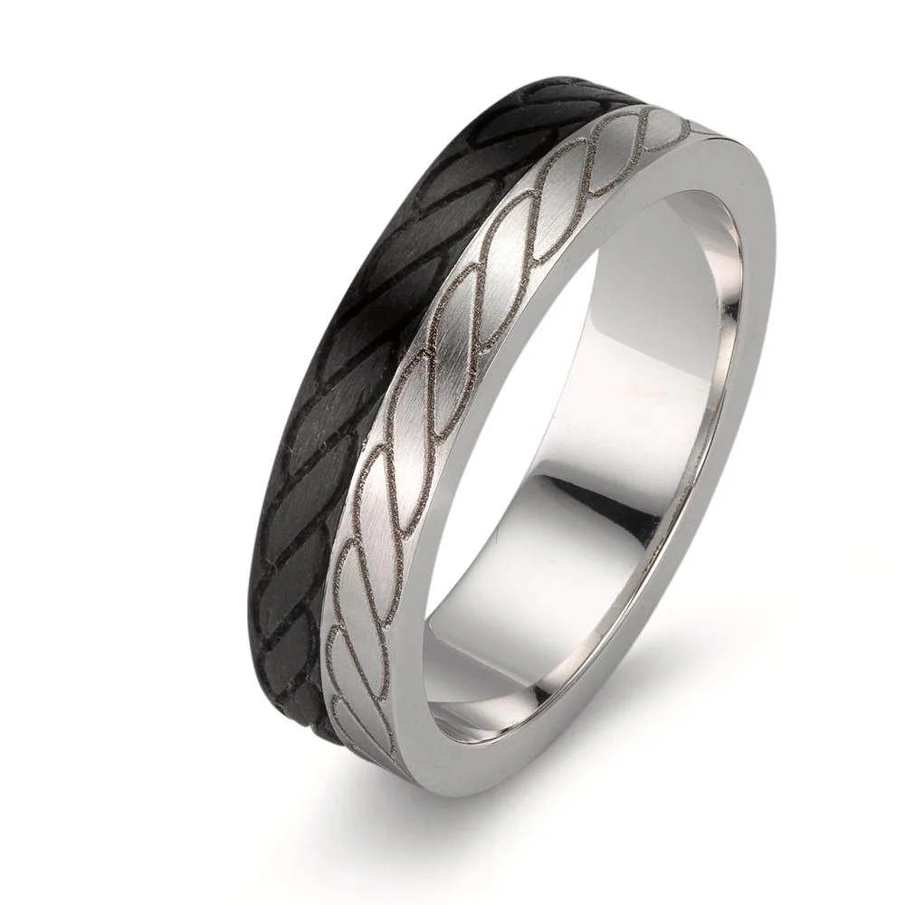 Anello Oro bianco 585/14 kt, Carbonio