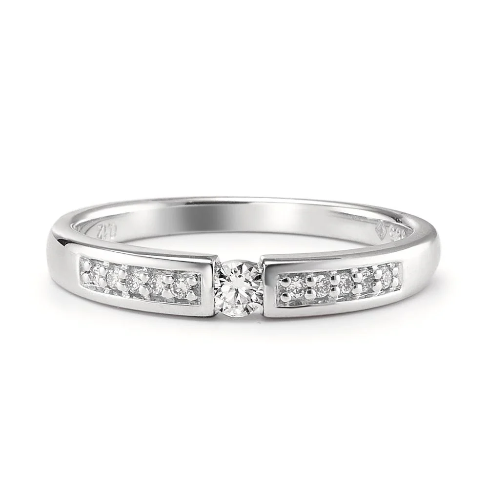 Anello Oro bianco 585/14 kt Diamante 0.12 ct, 11 pietra, w-si - Image 2