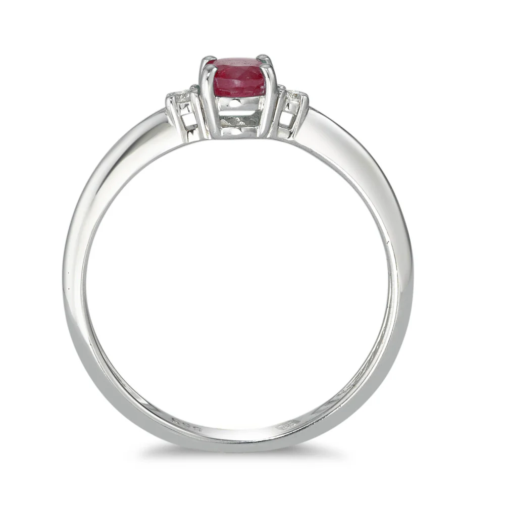 Anello Oro bianco 585/14 kt Rubino 3 pietra - Image 3