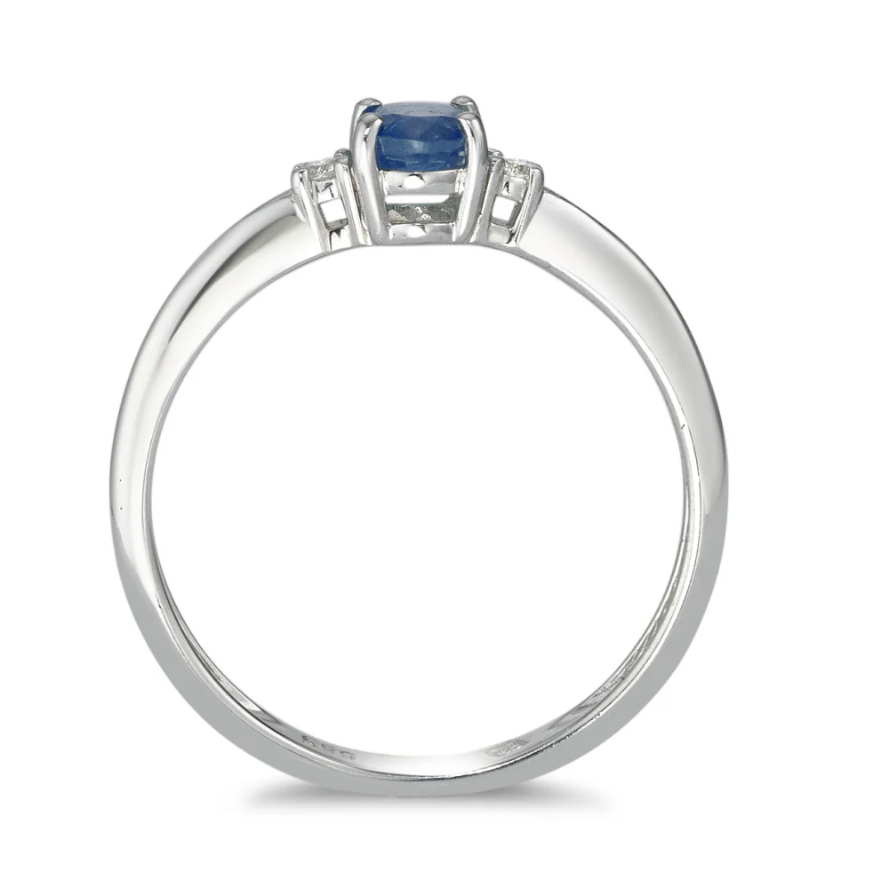 Anello Oro bianco 585/14 kt Zaffiro 0.47 ct, Diamante 0.03 ct, 2 pietra, w-si - Image 3