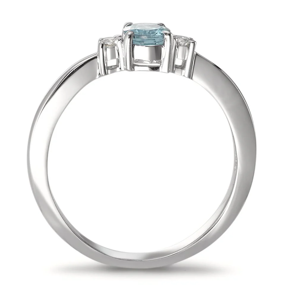 Anello Oro bianco 750/18 carati Acquamarina Azzurro, Diamante bianco, 0.04 ct, 2 pietra, w-pi1 - Image 2