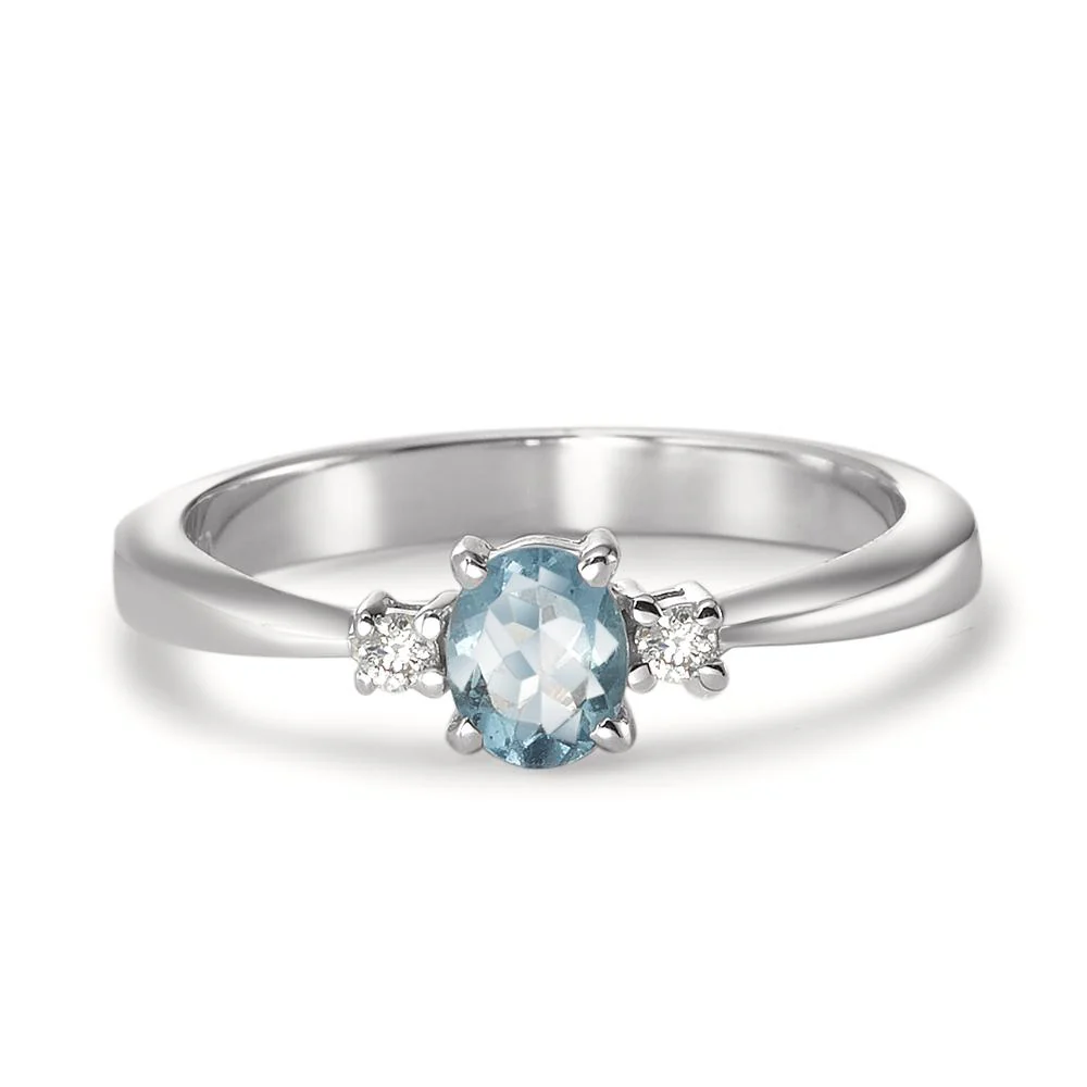 Anello Oro bianco 750/18 carati Acquamarina Azzurro, Diamante bianco, 0.04 ct, 2 pietra, w-pi1 - Image 3