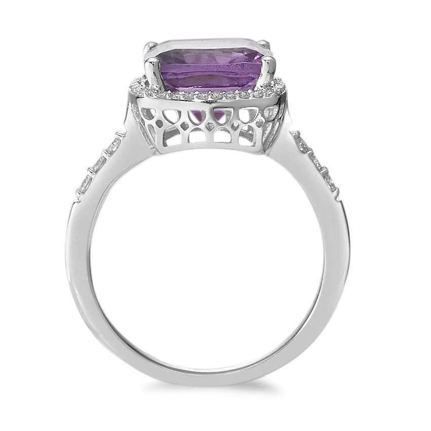 Anello Oro bianco 750/18 carati Ametista Viola, Diamante bianco, 0.20 ct, 42 pietra, w-pi3 Ø11 mm - Image 3