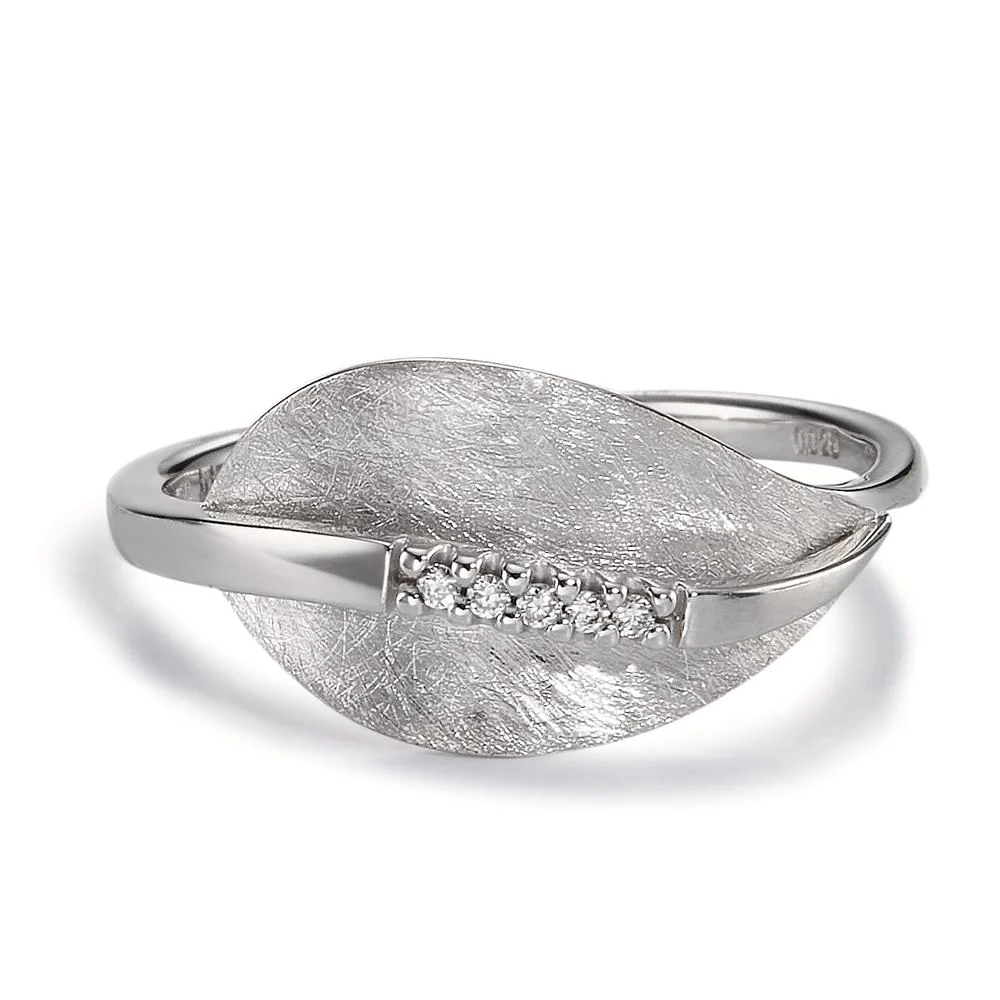 Anello Oro bianco 750/18 carati Diamante 0.025 ct, 5 pietra, w-si Foglio - Image 2