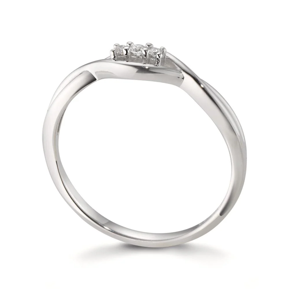 Anello Oro bianco 750/18 carati Diamante 0.03 ct, 3 pietra, w-si - Image 3