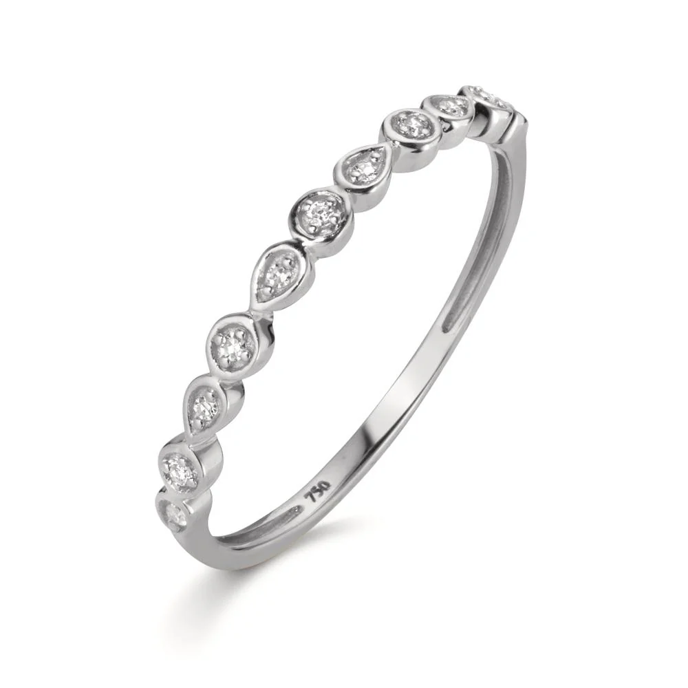Anello Oro bianco 750/18 carati Diamante 0.035 ct, 11 pietra, w-si