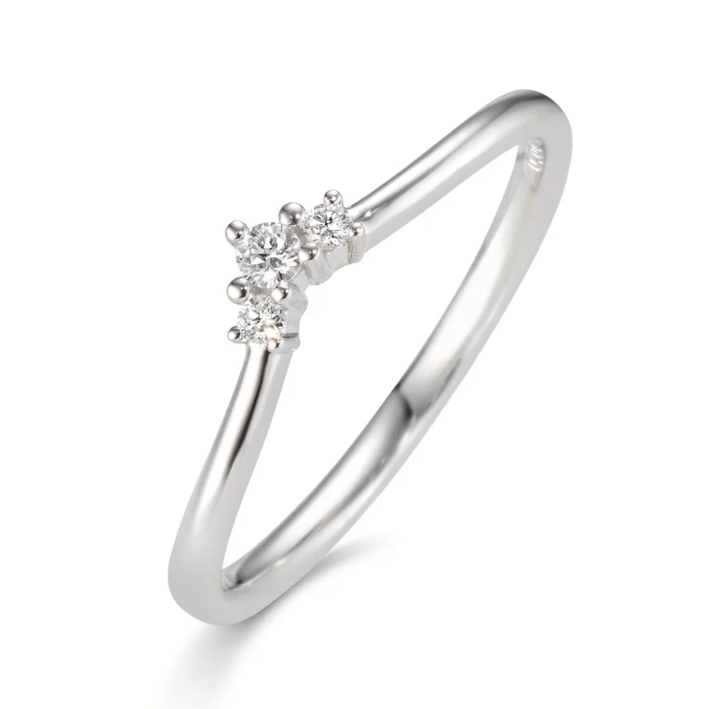 Anello Oro bianco 750/18 carati Diamante 0.06 ct, 3 pietra, w-si