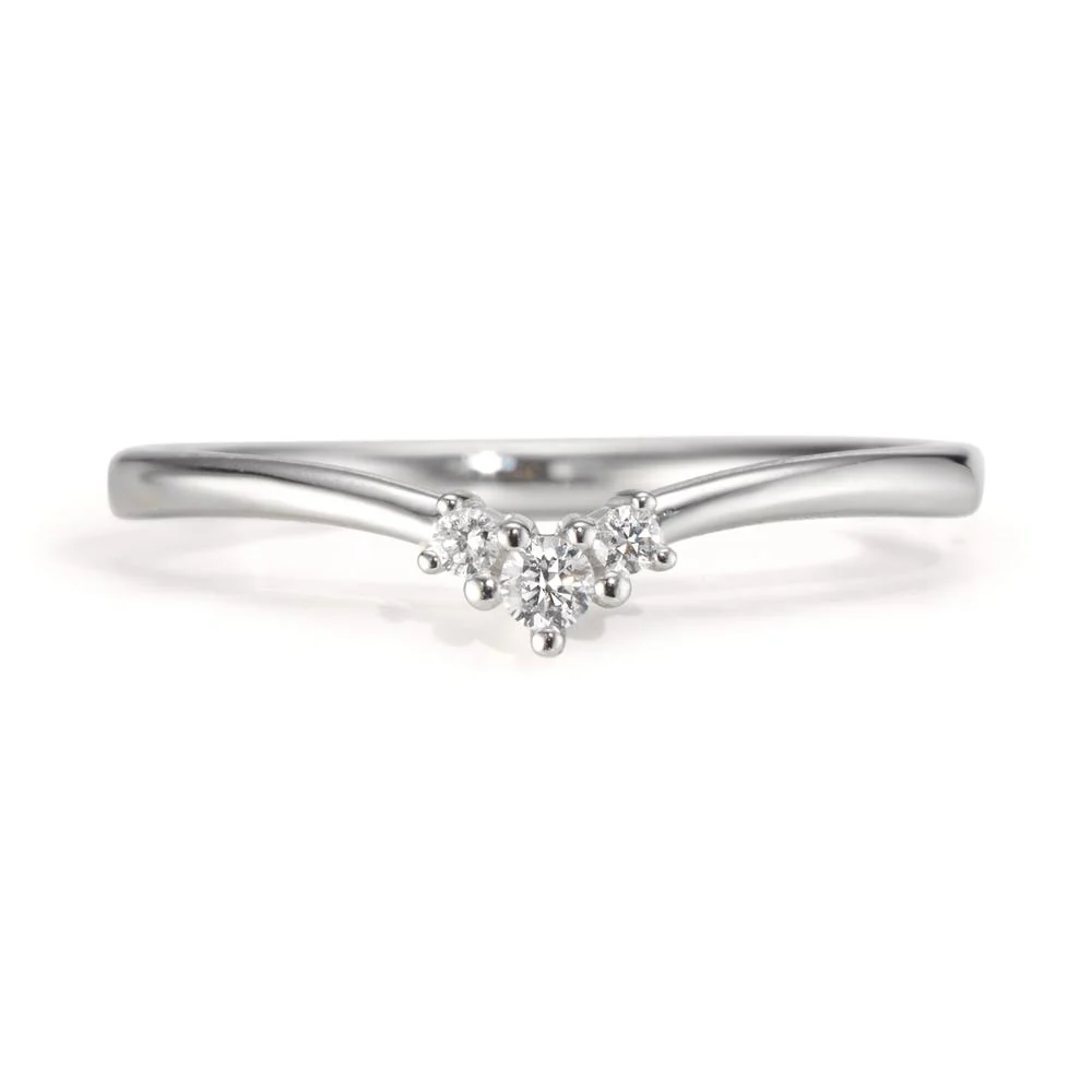 Anello Oro bianco 750/18 carati Diamante 0.06 ct, 3 pietra, w-si - Image 2