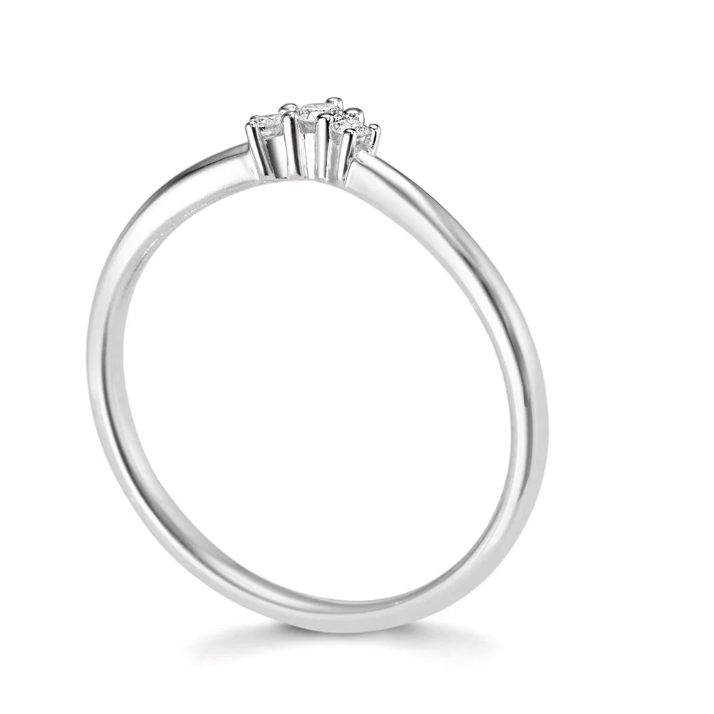 Anello Oro bianco 750/18 carati Diamante 0.06 ct, 3 pietra, w-si - Image 3