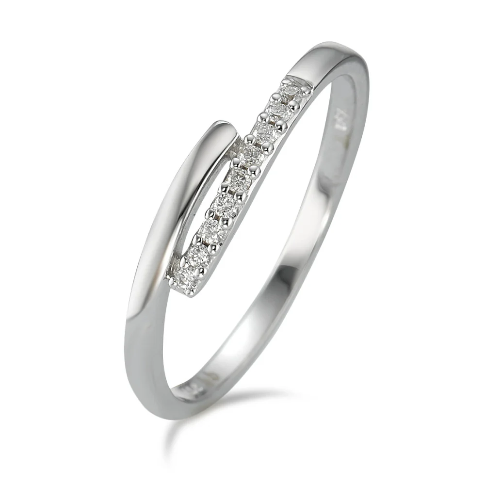 Anello Oro bianco 750/18 carati Diamante 0.06 ct, 9 pietra, w-si