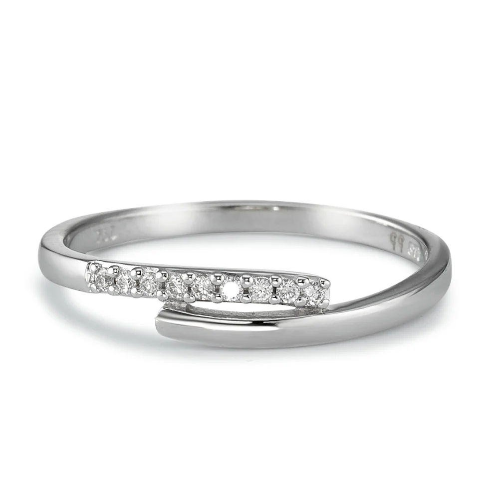 Anello Oro bianco 750/18 carati Diamante 0.06 ct, 9 pietra, w-si - Image 2