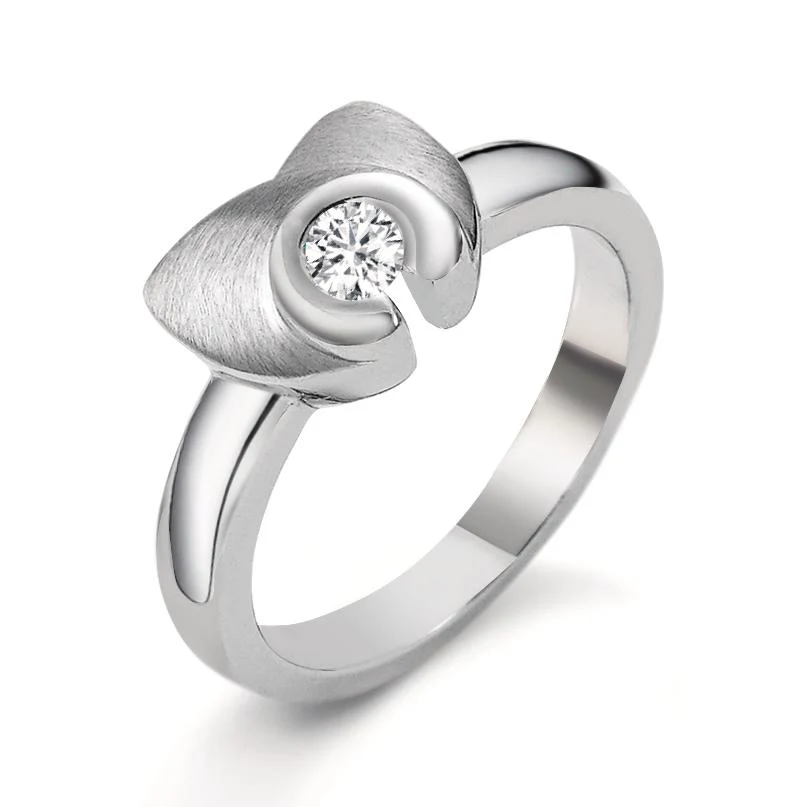 Anello Oro bianco 750/18 carati Diamante 0.12 ct, w-si