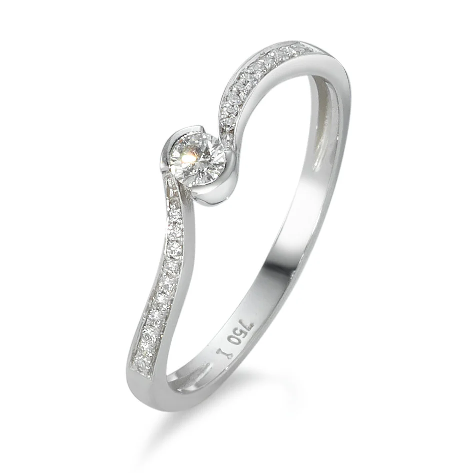 Anello Oro bianco 750/18 carati Diamante 0.15 ct, 21 pietra, w-si