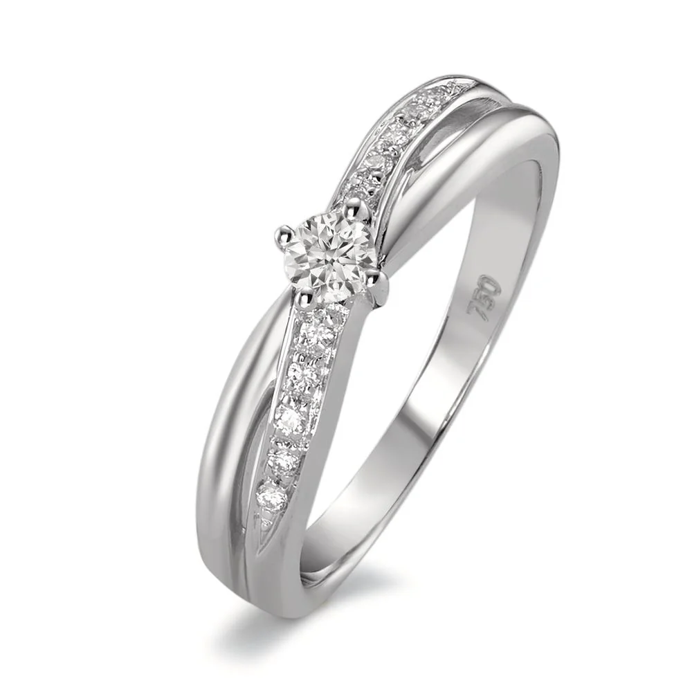 Anello Oro bianco 750/18 carati Diamante 0.16 ct, 11 pietra, w-si