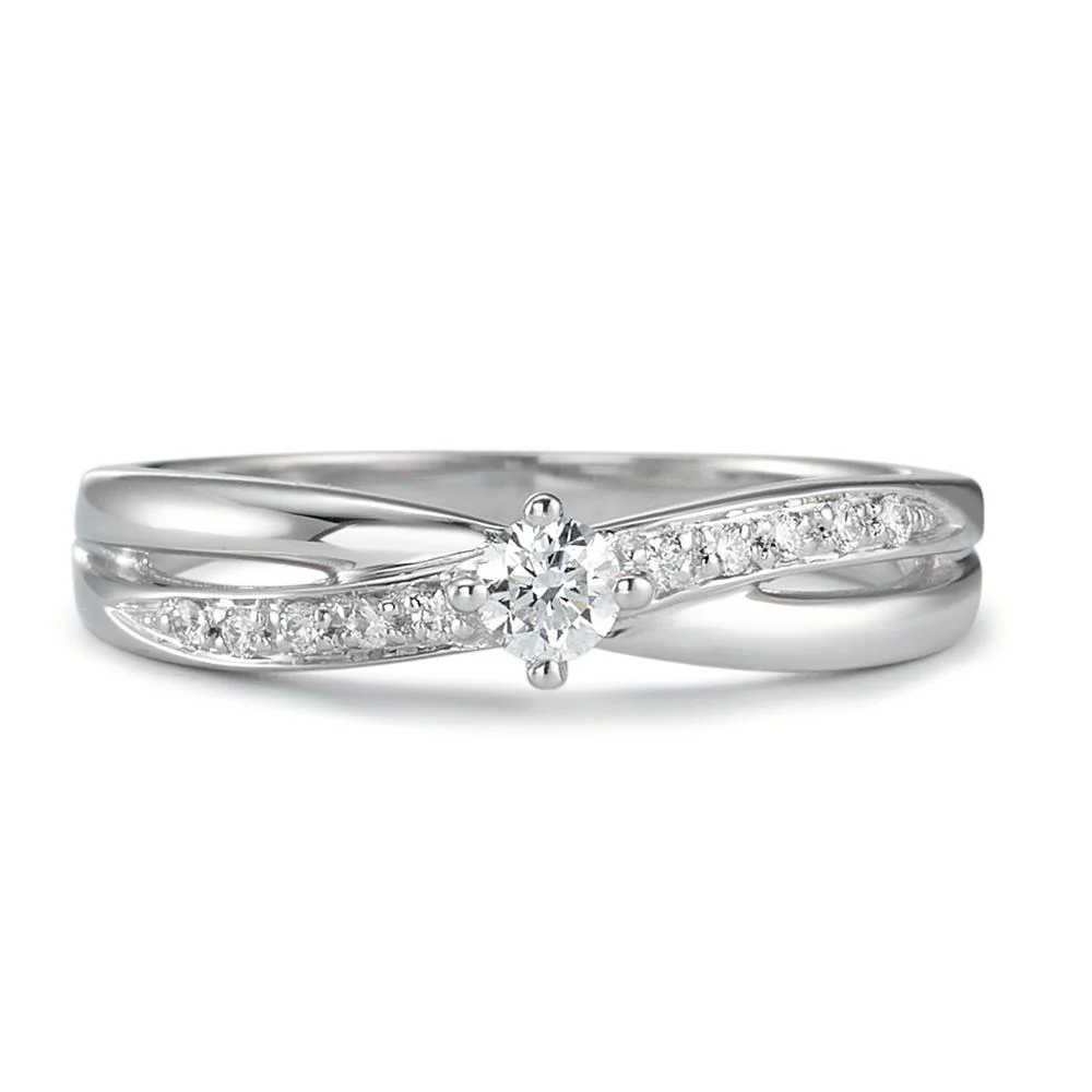 Anello Oro bianco 750/18 carati Diamante 0.16 ct, 11 pietra, w-si - Image 3