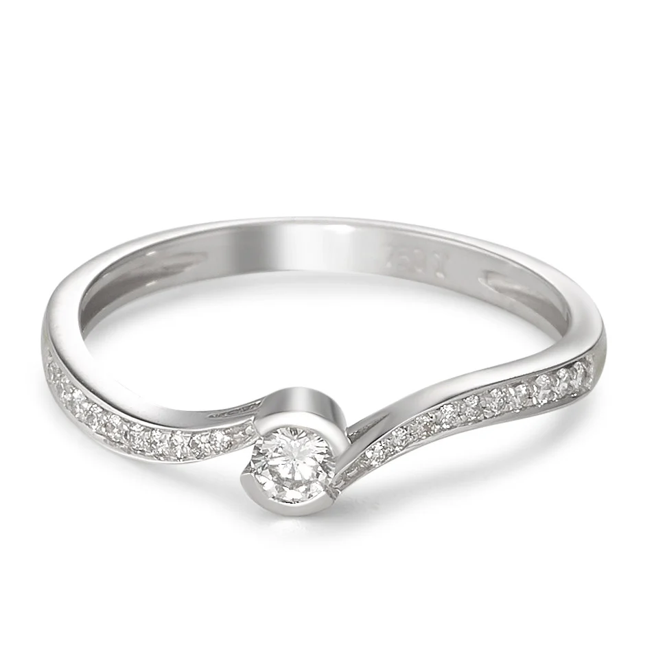 Anello Oro bianco 750/18 carati Diamante 0.16 ct, 21 pietra, w-si - Image 3