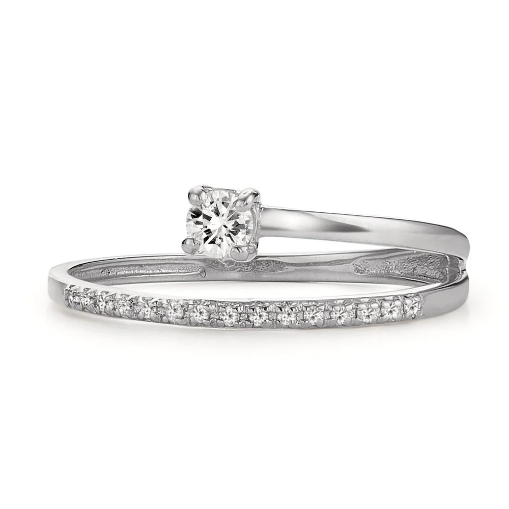 Anello Oro bianco 750/18 carati Diamante 0.18 ct, 16 pietra, w-si - Image 2