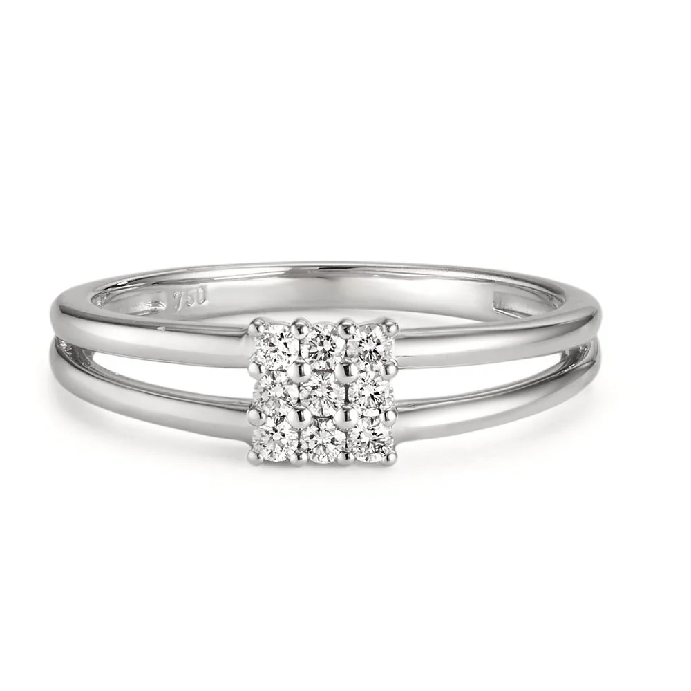 Anello Oro bianco 750/18 carati Diamante 0.18 ct, 9 pietra, w-si - Image 2