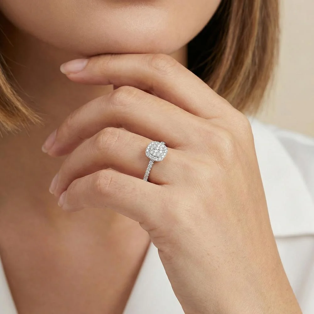 Anello Oro bianco 750/18 carati Diamante 0.19 ct, w-si - Image 3
