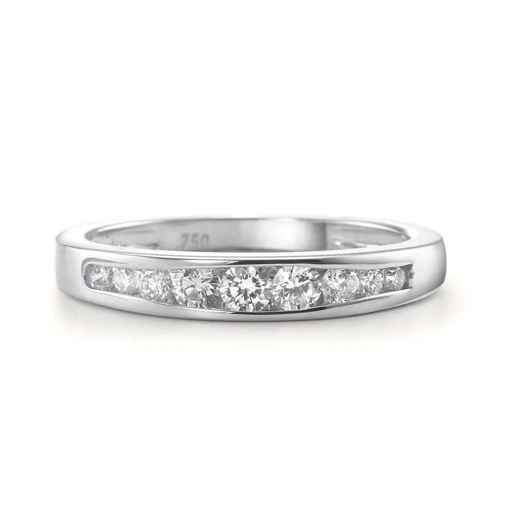Anello Oro bianco 750/18 carati Diamante 0.35 ct, 9 pietra, w-si - Image 2