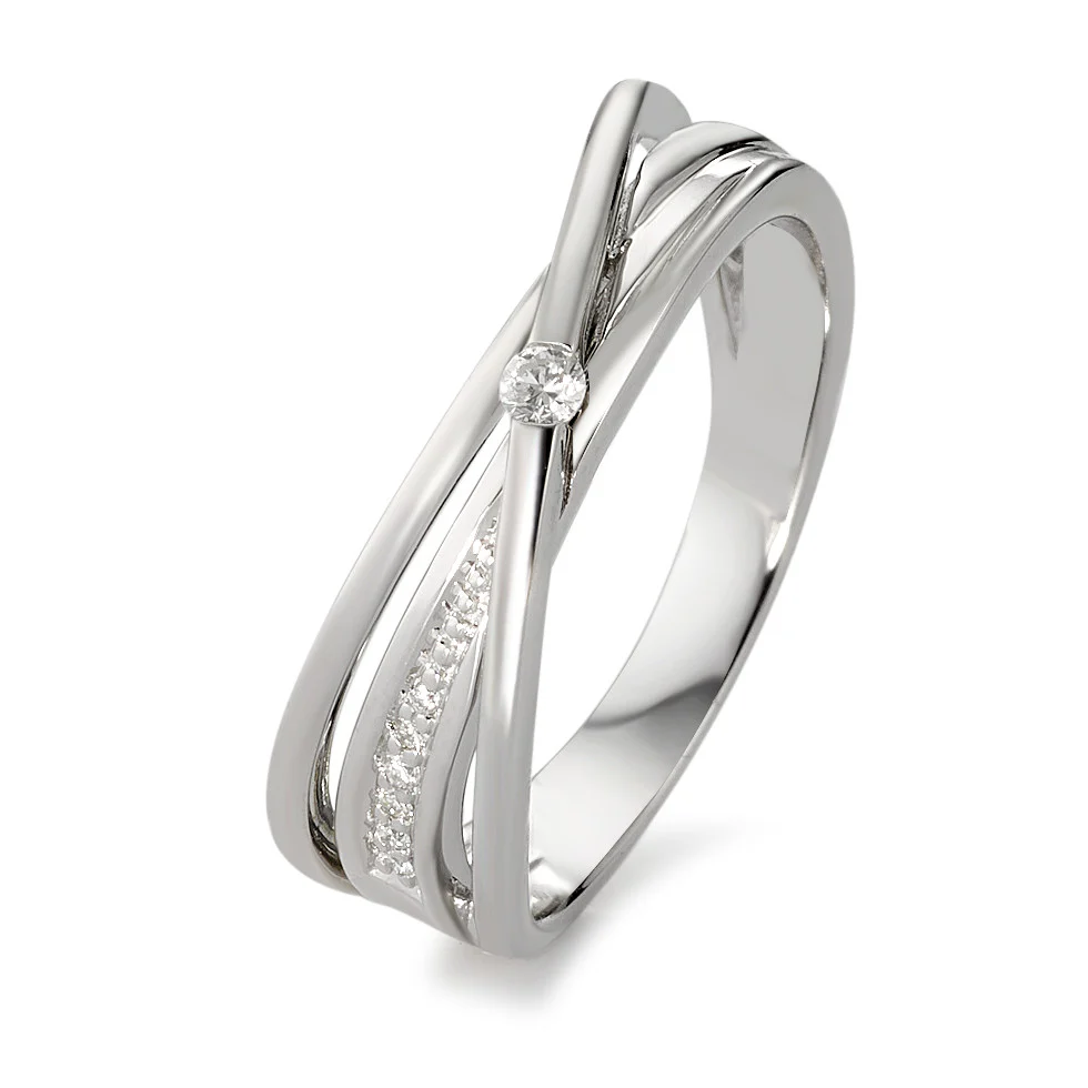 Anello Oro bianco 750/18 carati Diamante bianco, 0.06 ct, 7 pietra, [Brillant], w-si