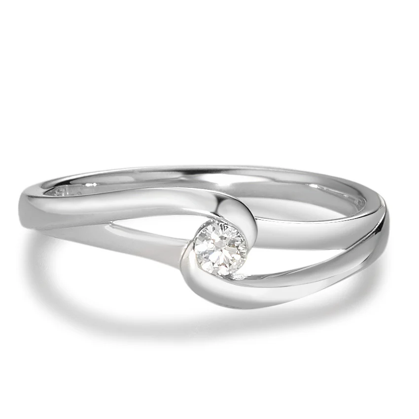 Anello Oro bianco 750/18 carati Diamante bianco, 0.08 ct, [Brillant], w-si - Image 2
