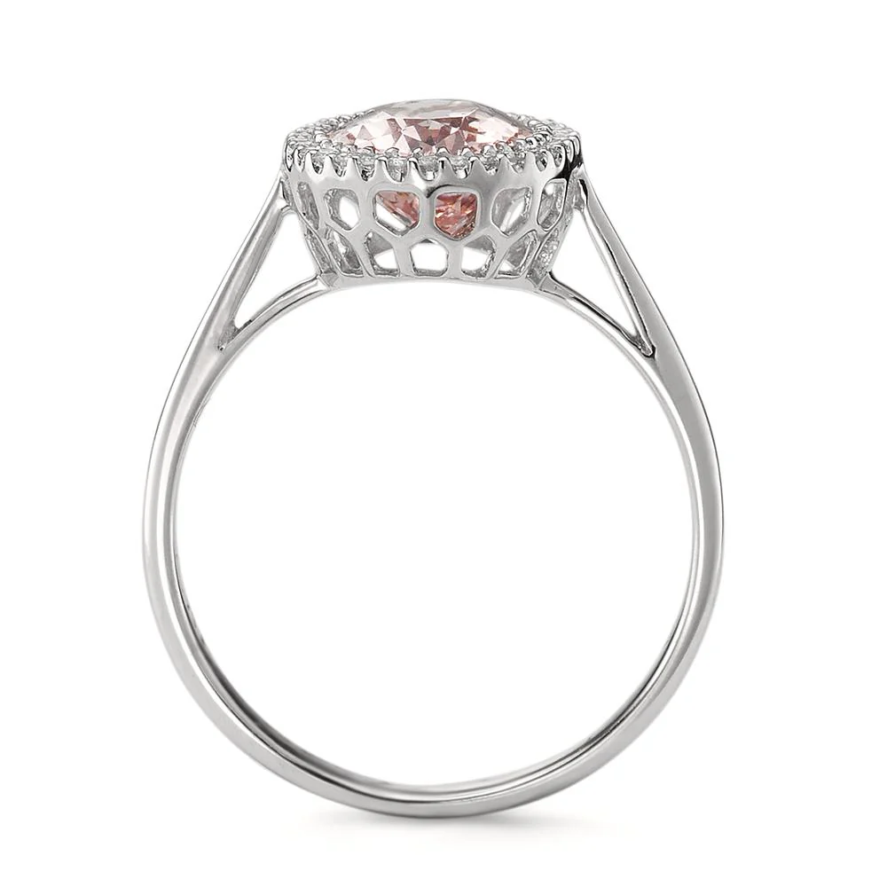 Anello Oro bianco 750/18 carati Morganite 1.45 ct, Diamante 0.09 ct, 32 pietra, [Brillant], w-si - Image 2