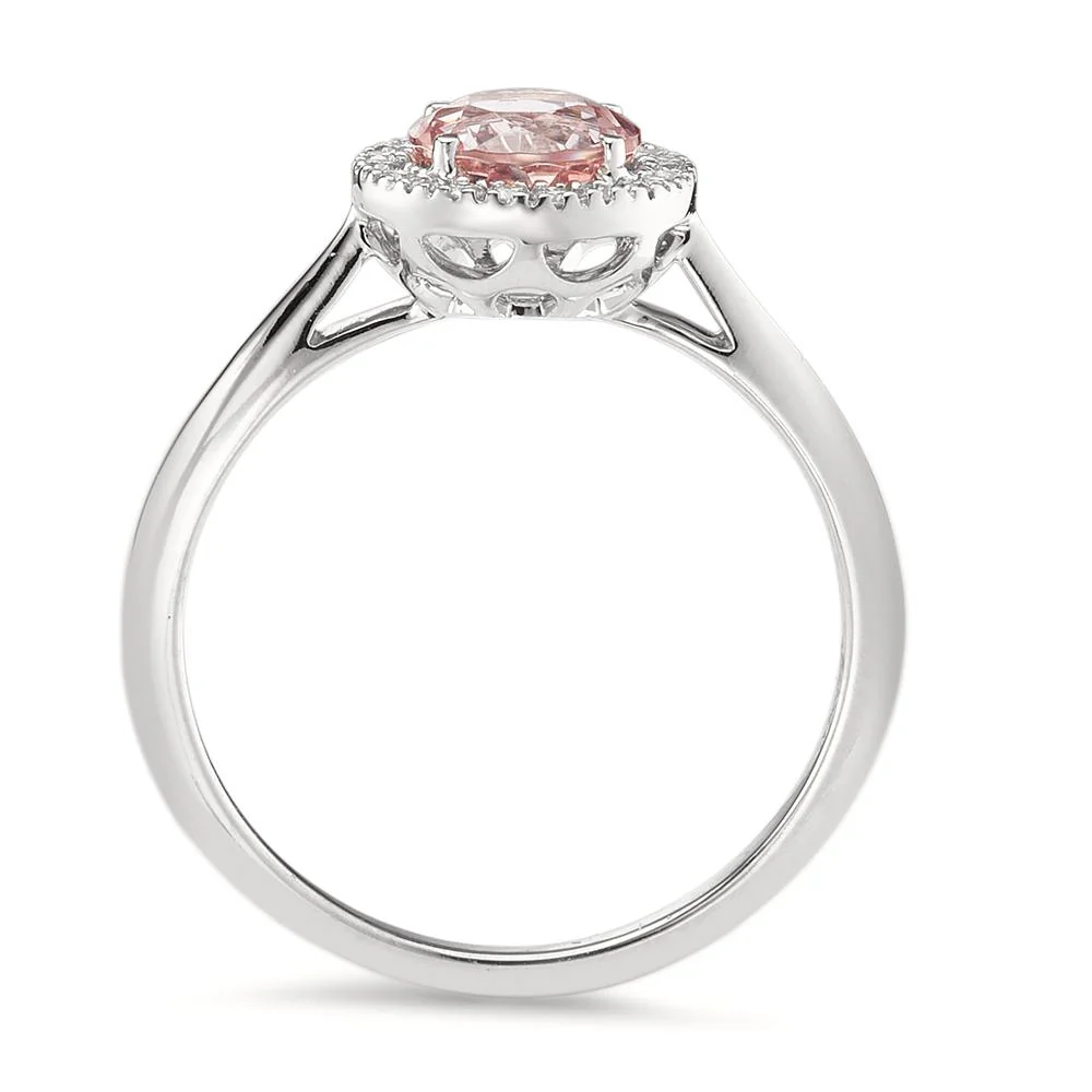 Anello Oro bianco 750/18 carati Morganite, Diamante 0.11 ct, w-si - Image 2