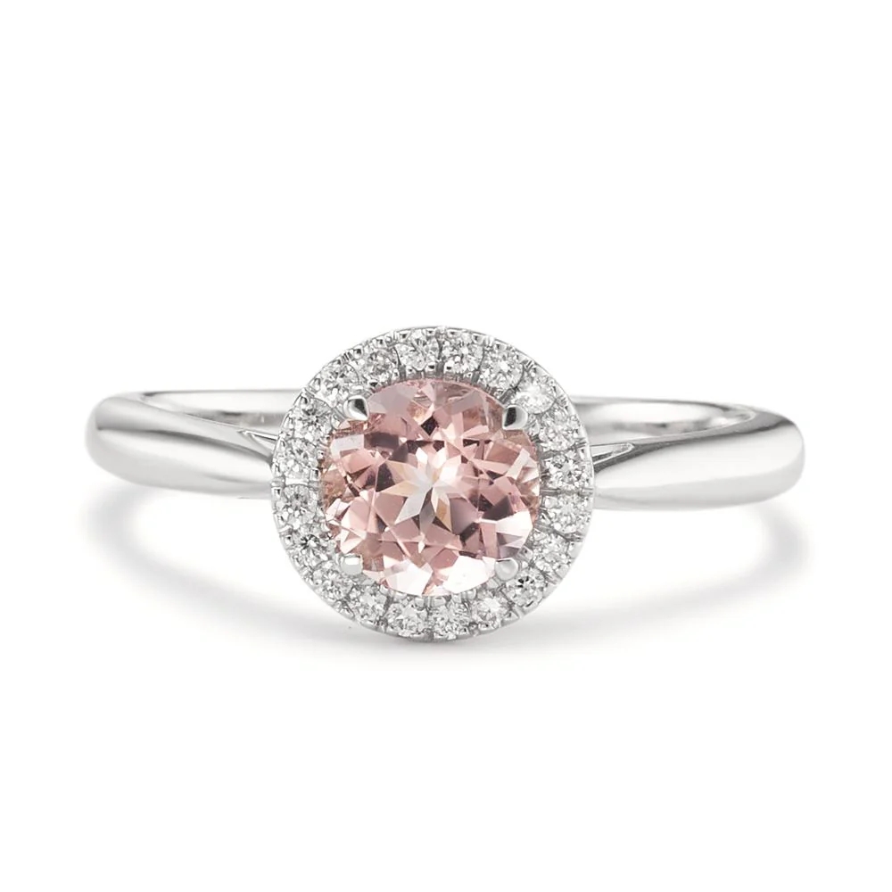 Anello Oro bianco 750/18 carati Morganite, Diamante 0.11 ct, w-si - Image 3