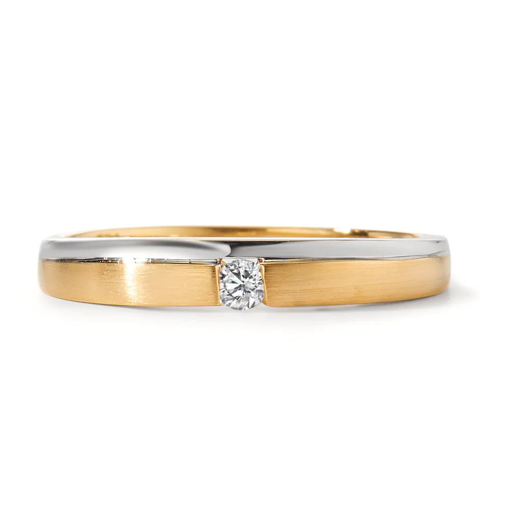 Anello Oro bianco 750/18 carati, Oro giallo 750/18 carati Diamante 0.05 ct, w-si - Image 2