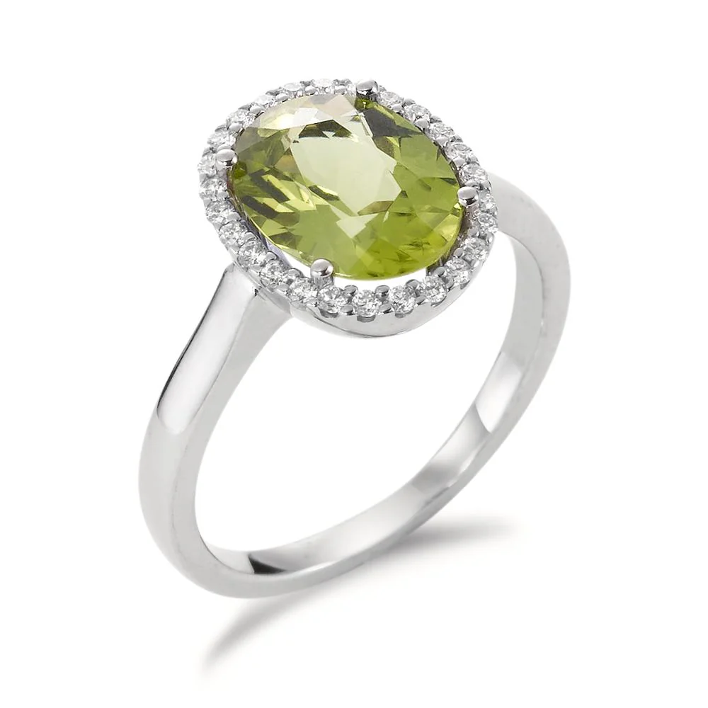 Anello Oro bianco 750/18 carati Peridoto verde, Diamante 0.15 ct, 26 pietra, tw-vsi - Image 2