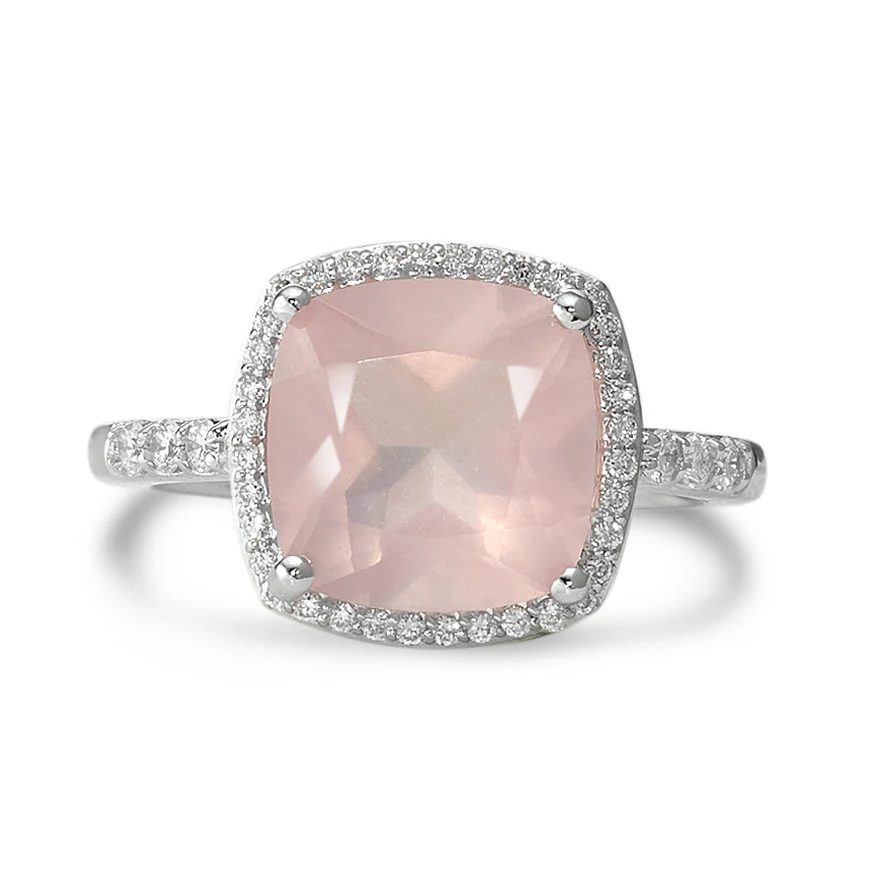 Anello Oro bianco 750/18 carati Quarzo rosa rosa, Diamante bianco, 0.20 ct, 40 pietra, w-si Ø11 mm - Image 4